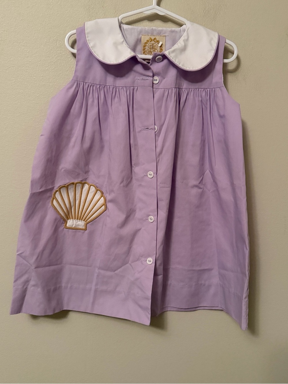 The Beaufort Bonnet Company Lavender Shell Appliqué Dress